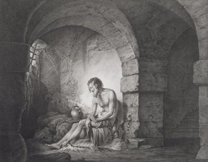 De gevangene, gegraveerd door Thomas Ryder (1746-1810) 1786 door Joseph Wright of Derby